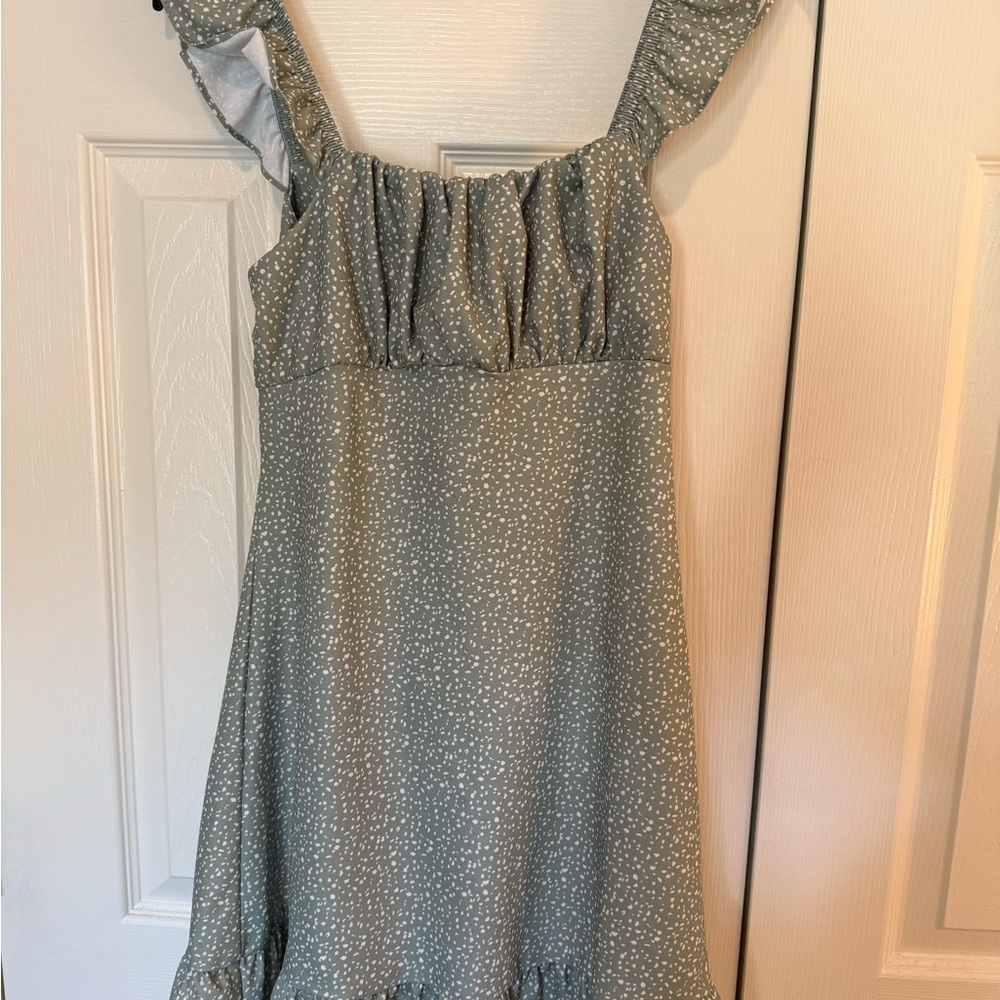 Green Polka Dot Ruffle Dress